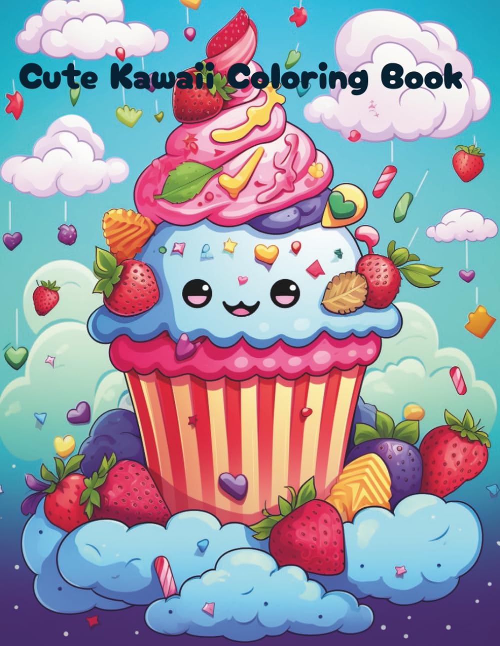 Cute Kawaii Coloring Book: Adorable Kawaii Animals, Sweets & Characters for Relaxation • Easy, Fun & Whimsical Coloring Pages for Kids, Teens & Adults