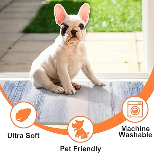 Miniatura 4 de Tapete para puerta delantera, de lana sintética, antideslizante, absorbente, abstracto, para entrada, pasillo, lavandería, zonas de alto tráfico, 24