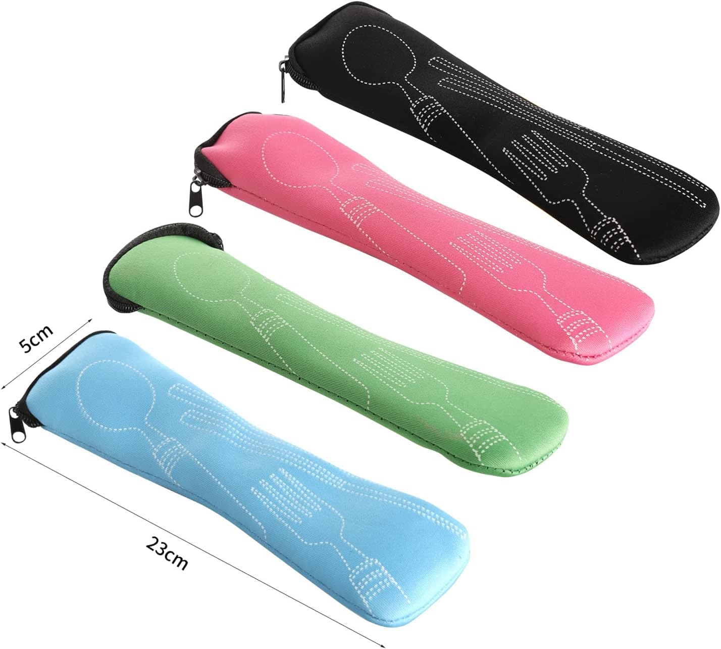 Ensemble de couverts de camping en acier inoxydable comprenant assiette, bol, cuillère, fourchette, couteau dans des poches en maille pour le camping et les randonnées