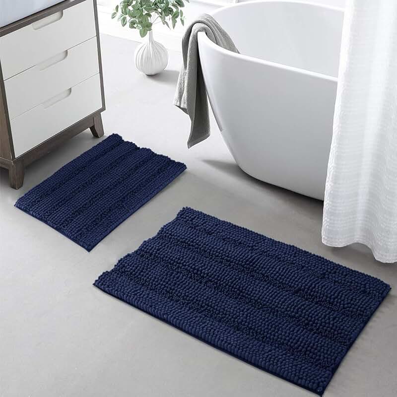 brown and blue bathroom rugs