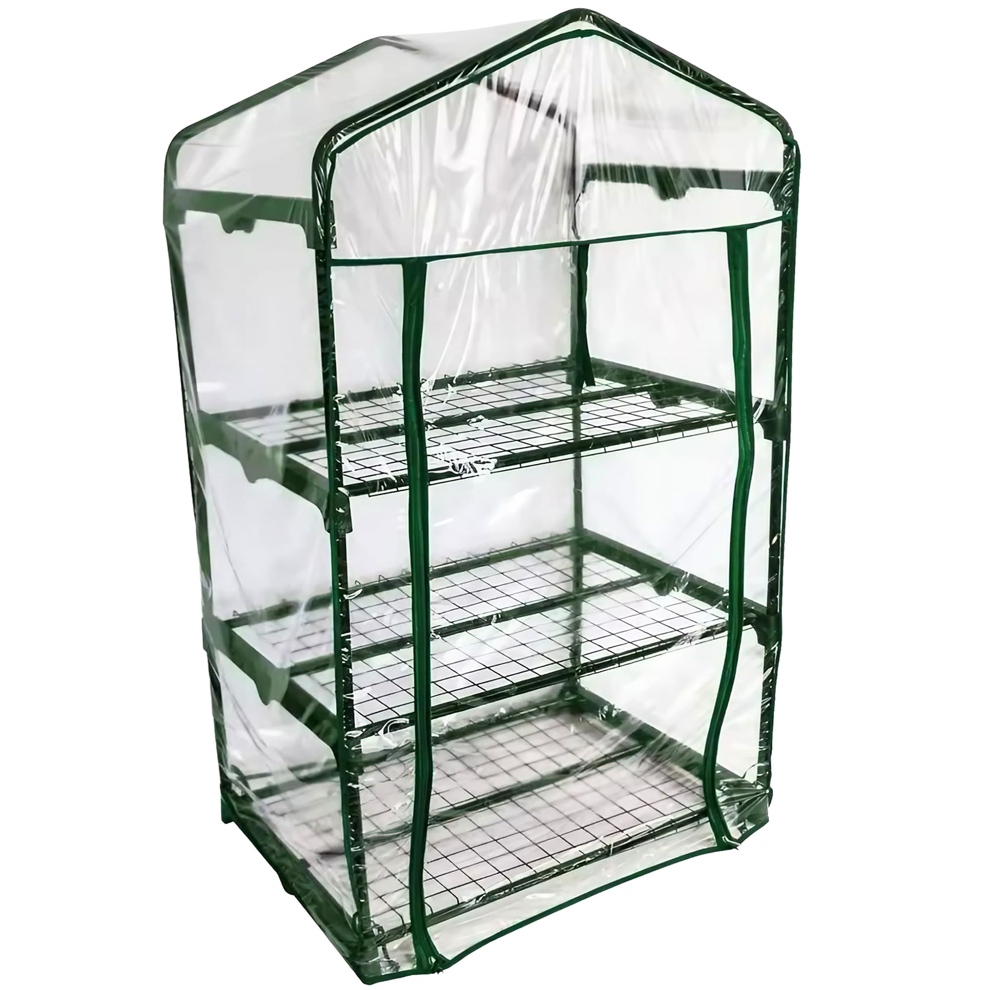 ESTO Gewächshaus für den Garten, Körper aus Polycarbonat und transparente PVC-Plane, geeignet für Winterkulturen, Abdeckung für Pflanzen und Blumen (3 Regale mit Rädern)