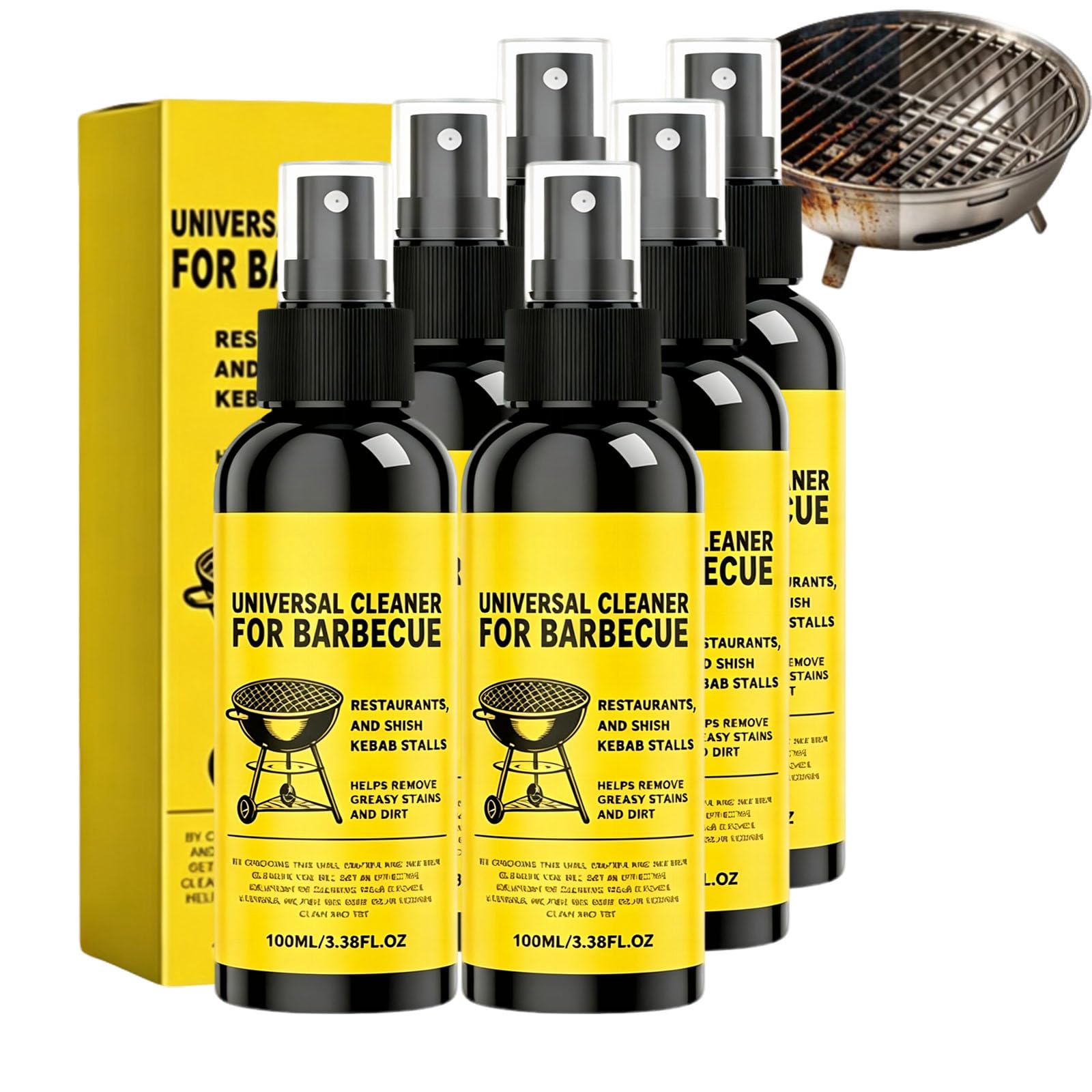 Spray per la pulizia sgrassante veloce e potente, sgrassante e detergente multifunzionale, adatto per la pulizia di griglie all'aperto, spiedini, griglie e vassoi antigoccia (6 pezzi)