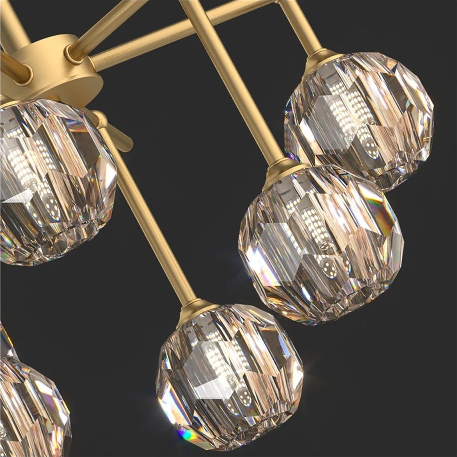 Modern Gold Branch Crystal Ceiling Light Sputnik Linear Crystal Globe Semi Flush Mount Ceiling Lamp Luxury Lighting Fixture for Foyer Bedroom