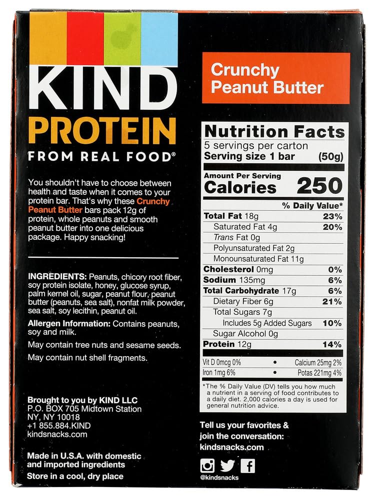 Image of KIND Protein, Crunchy Peanut Butter, 8oz (Pack Of 5)