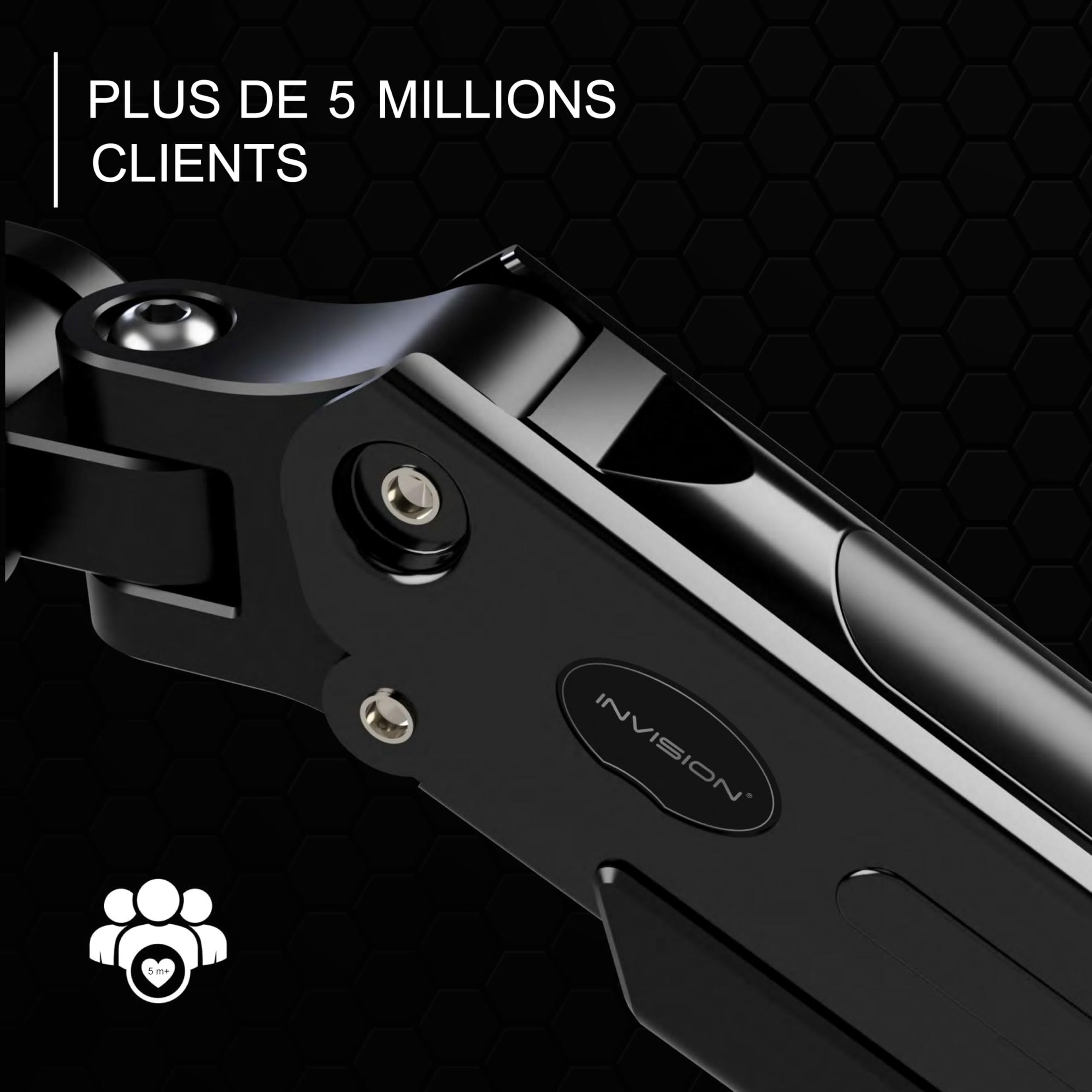 Invision Support Écran PC Bras Double 24-35 Pouces VESA 75/100mm Réglable en Hauteur MX900