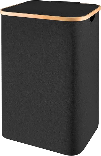 Laundry Basket with Lids - 88L Collapsible Laundry Basket with Removable Laundry Bag, Washing Baskets for Laundry, Waterproof Laundry Basket for Bathroom, Bedroom (Black)