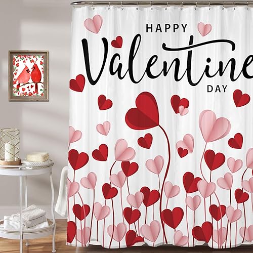 Miniatura 7 de Cortina de ducha para el día de San Valentín, cortina de ducha de San Valentín de 72 x 72 pulgadas, decoración de baño de San Valentín, juego de