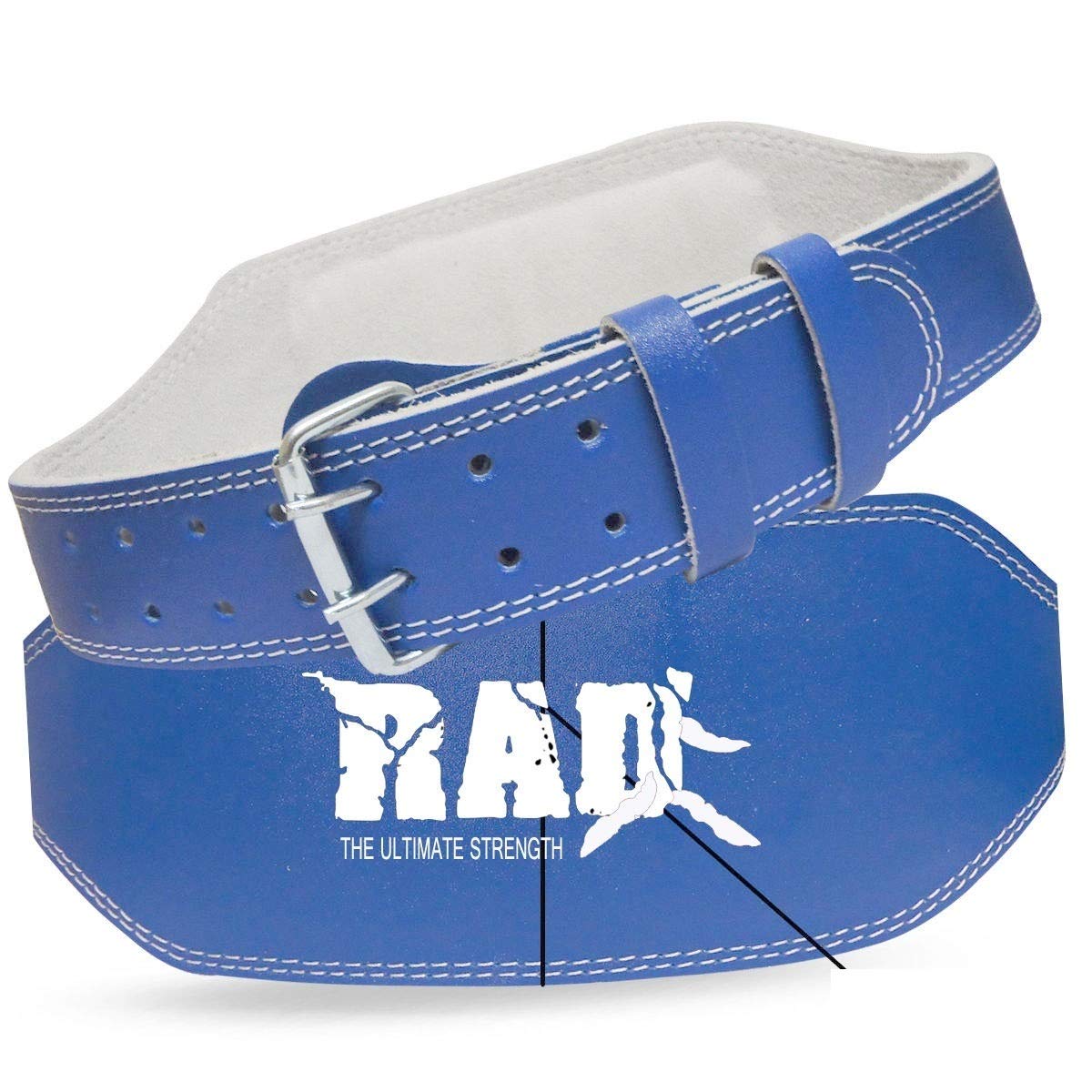 2fit Cow Hide Leather Weight Lifting 4" Belt Back Support Strap Gym Power Training Fitness Bodybuilding Belts, Man, Women, Unisex (Blue, Medium)