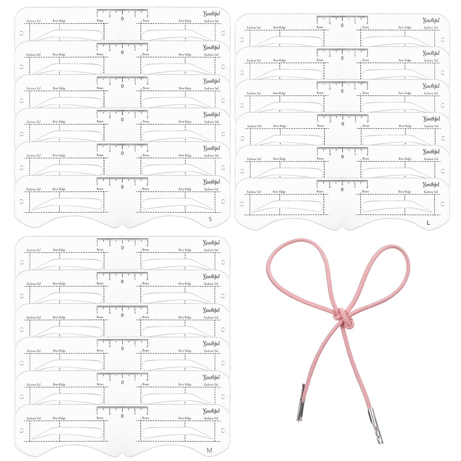 18 PCS Reusable Eyebrow Stencil, Generic 3 Sizes Eyebrow Stencils Reusable Eyebrows Template Kit Plastic Eyebrows Mold with Strap Assist Makeup Tools for Beginner