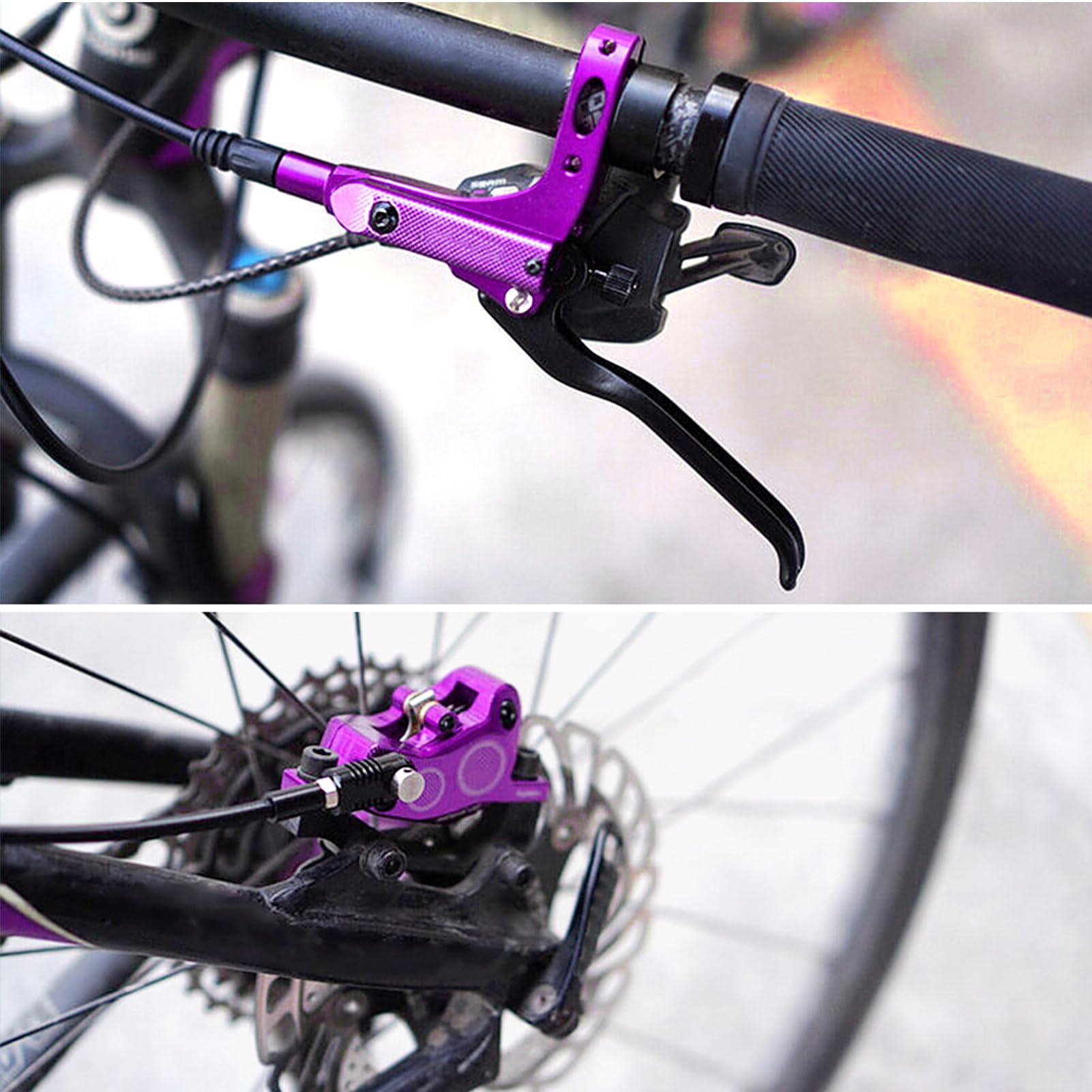 HUIOP 4-tłoczkowy hydrauliczny hamulec tarczowy MTB aluminiowy przedni i tylny zacisk hamulce rowerowe do roweru szosowego, roweru górskiego, hamulca tarczowego