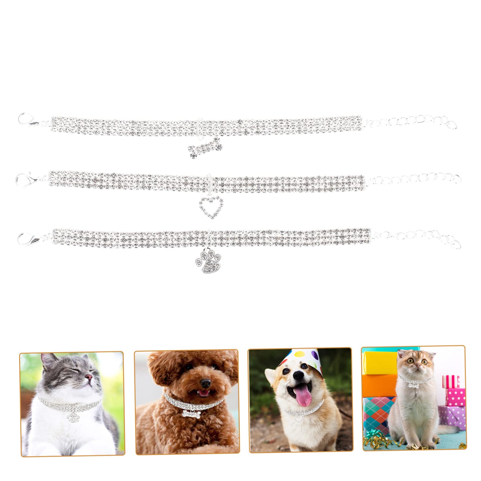 Housoutil 9pezzi Collane Decorative per Animali di Collari per Cani e Gatti Strass Accessori Eleganti e Resistenti per FESTIVITÀ e Occasioni Speciali