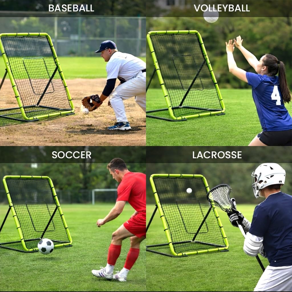 Baseball-Rebounder-Netz, 1,2 x 1,4 m, Pitchback-Trainer, Rückprallnetz für Baseball und Softball, Rebound-Solo-Übung mit 3 Ballrücklaufwinkeln