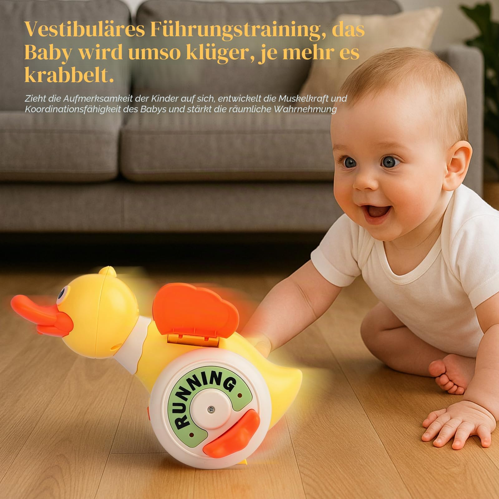 Spielzeug Ente, geeignet für Babys ab 1 Jahr, mit Musiksteuerung, Tanz- und Lichtfunktionen, wiederaufladbar über USB, geeignet für Kinder von 6 Monaten bis 4 Jahren
