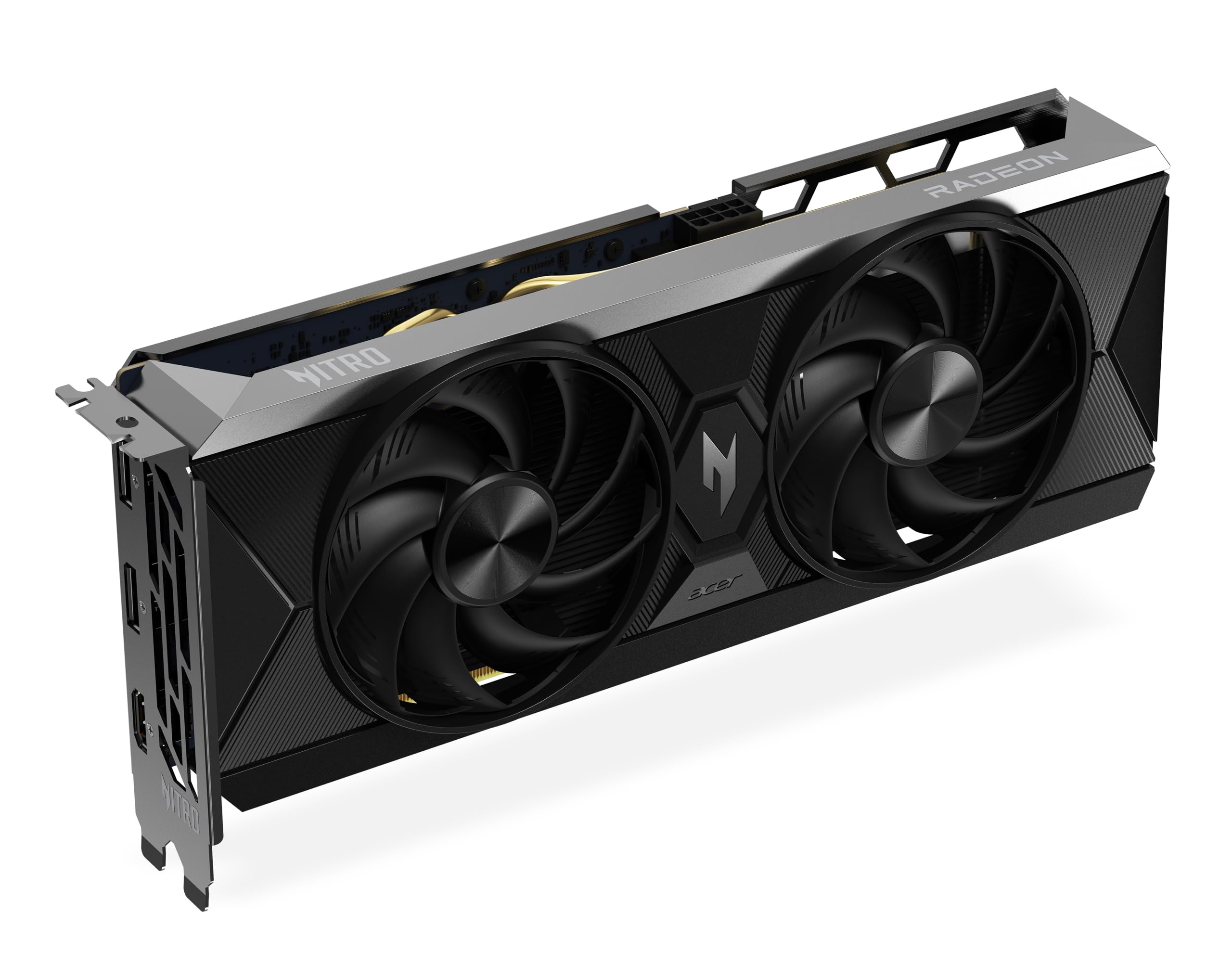Acer Nitro Radeon RX 9060 XT OC - AMD Grafikkarte (16 GDDR6, 128 Bit, PCIe 5.0 x16, 1x HDMI 2.1a 2X DP 2.1b) 2X Nitro FrostBlade, 1x8 pin, Slot Space: 2