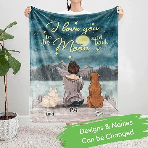 Miniatura 2 de Gossby Manta de forro polar personalizada para mujer con texto en inglés "I Love You to The Moon and Back", regalo personalizado de cumpleaños,