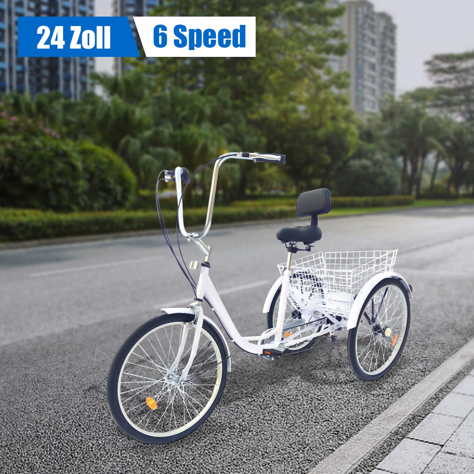 Amazon | 24インチ大人用三輪車、6速3輪バイク、大人用三輪バイク 