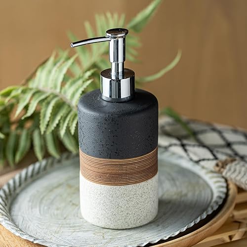 Miniatura 7 de Juego de dispensador de jabón para platos con embudo de silicona, jabón de manos, champú, gel de baño, dispensador de jabón líquido de cerámica para