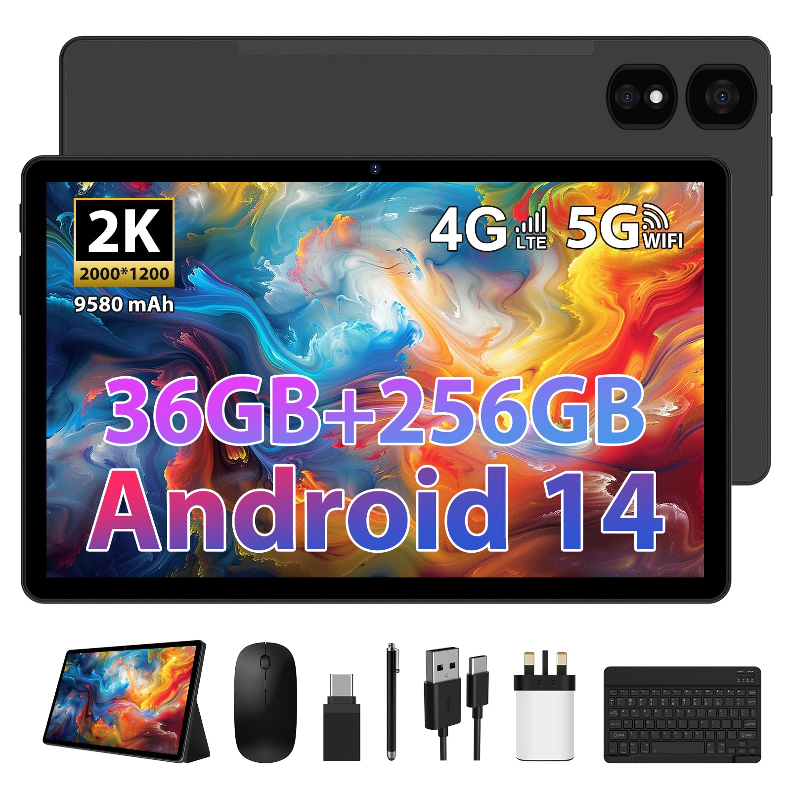 Ｇ*Ｇ様 タブレット Android 14 22GB RAM 2TB ROM 5 AXETOP Android 14 Tablet,10.6 Inch Tablet with Protective Case