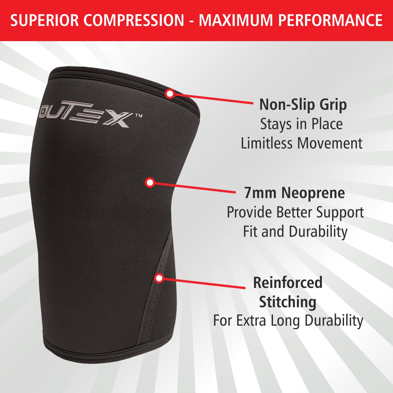 Outex Knee Sleeves for Weightlifting & Powerlifting (Pair) – 7mm Neoprene Compression Knee Braces for Squats, Cross Training, Gym, Basketball & Workouts – Support for Men & Women (Small)