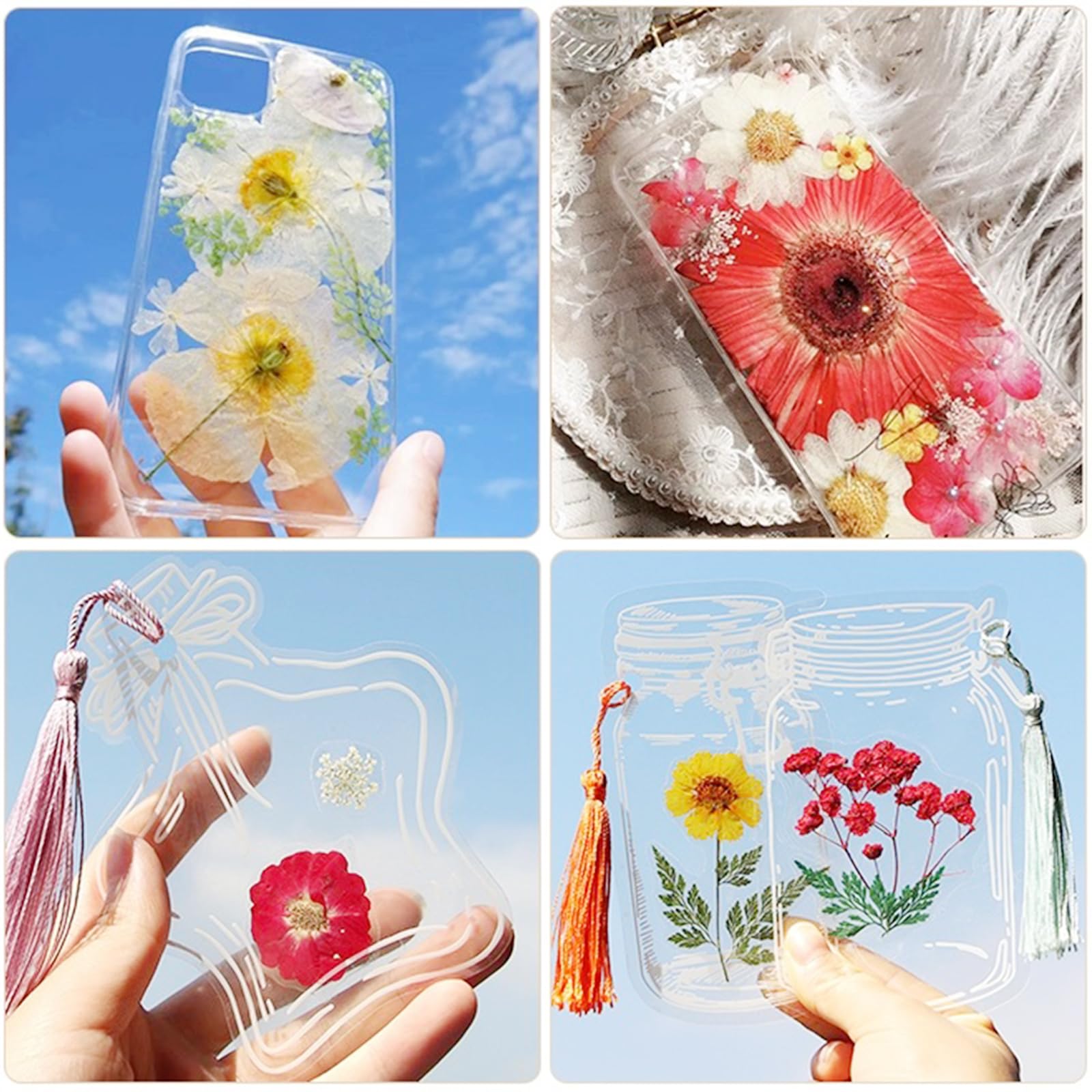 Cayway Naturalne suszone kwiaty prasowane do scrapbookingu, biżuterii z żywicy epoksydowej
