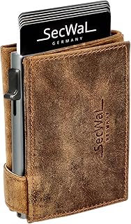 Kartenetui mit XXL Münzfach Druckknopf inkl. Geschenkbox - Made in Germany - Geldbörse inkl. Ebook für Damen und Herren - RFID Schutz Geldbeutel mit Wiener Schachtel (Hunter Braun)