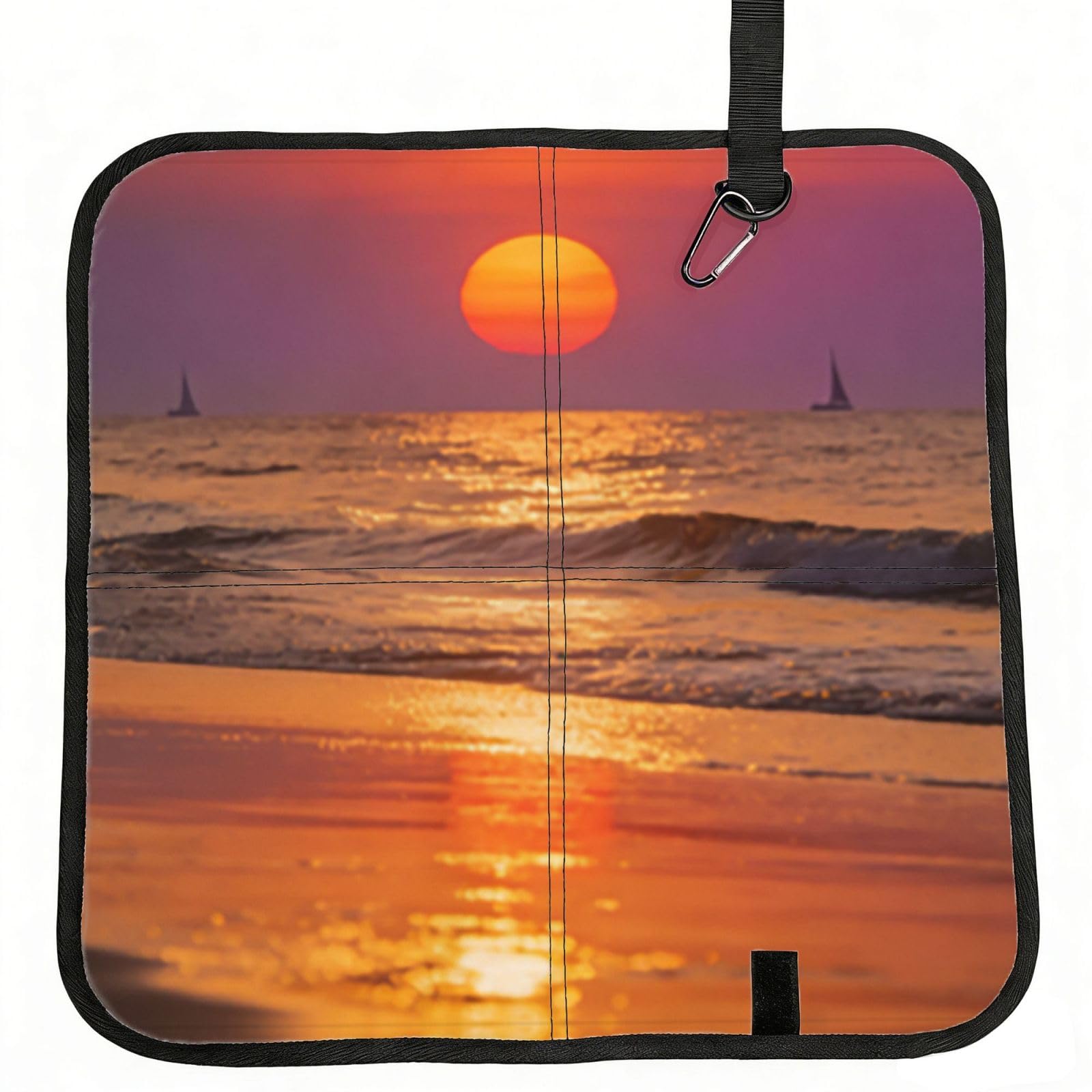DUYIOKH Sunset Beach Print Foldable Portable Seat Cushion for World Cup Games, Camping and Outdoor Activities