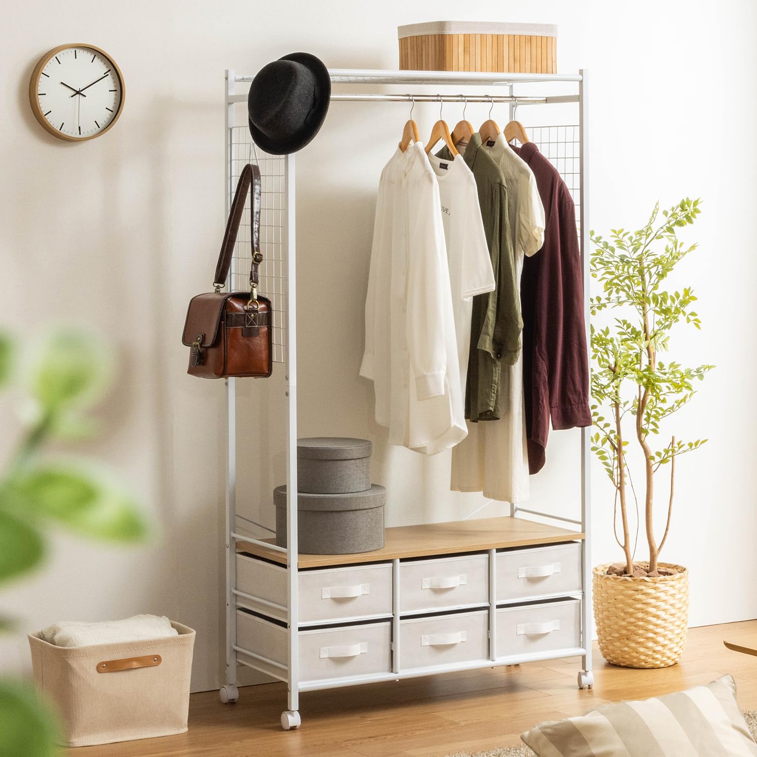 Amazon｜ハンガーラック 幅90cm 収納 チェスト ワードローブ