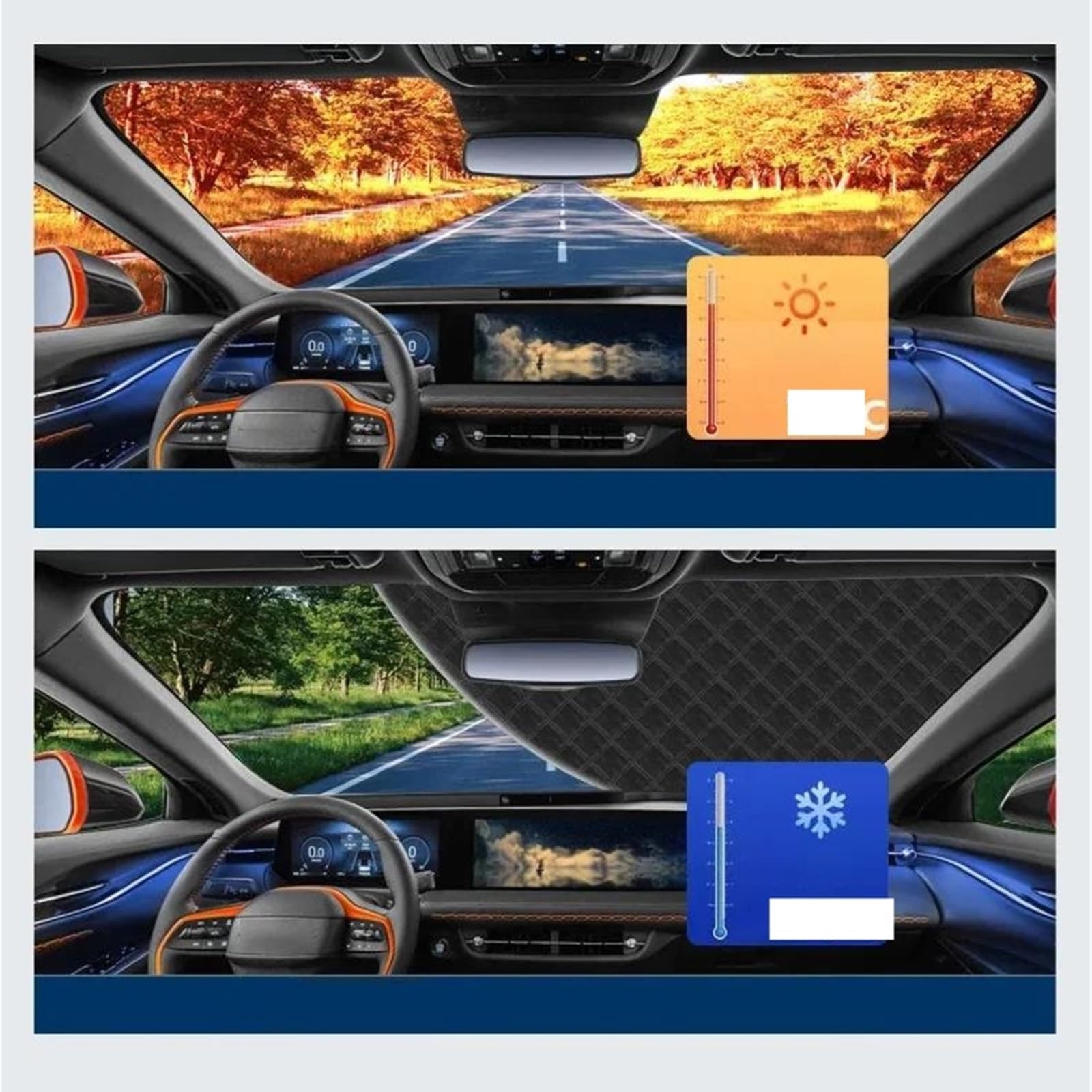 Protezione per Parabrezza per Auto Foglie Anticaduta Parasole per Congelamento Neve Copertura per Parabrezza Accessori Esterni per Auto Copinverno Ertura per Parabrezza Auto(Silver)