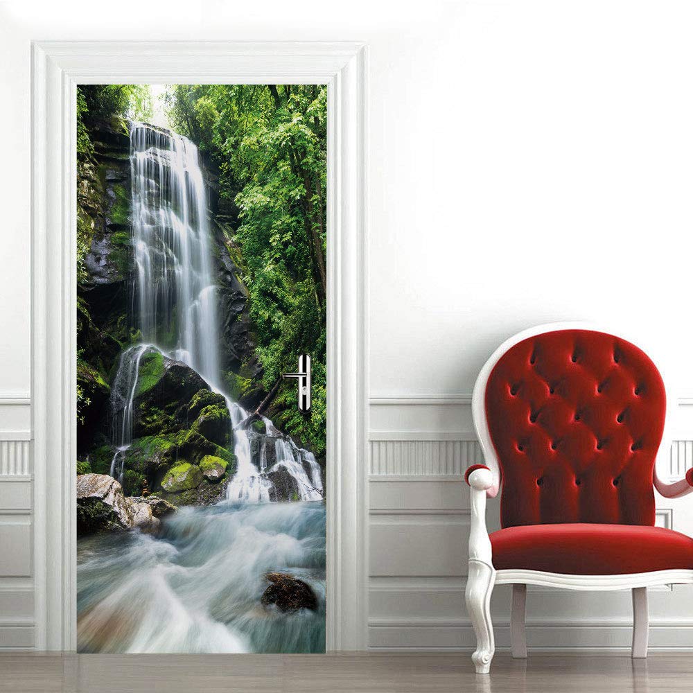 Sticker porte trompe l'oeil rénovation porte abîmée sans travaux 63x205cm