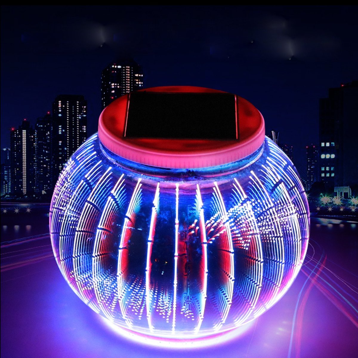 Bearsu Luci Notturne Solari 3D EONANT Lampada Da Tavolo Solare Per Esterni 3d Luce Notturna A Mosaico Cambia Colore Luci Da Giardino In Vetro