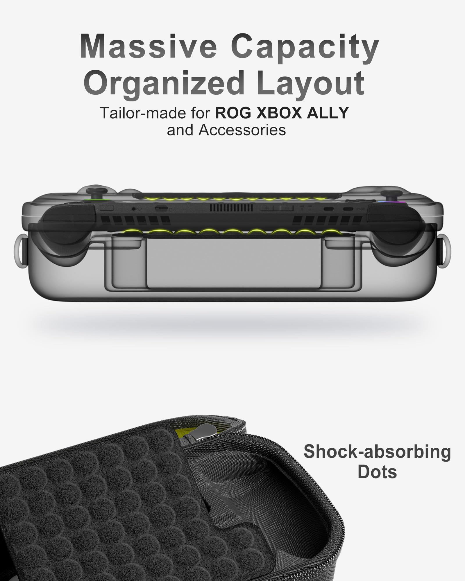 ProCase Large Carrying Case for Rog Xbox Ally / Rog Xbox Ally X 2025, Dual Layer Protective Hard EVA Travel Box Fits Console, Adapter, Cable, Earbuds and Accessories -Black - 5