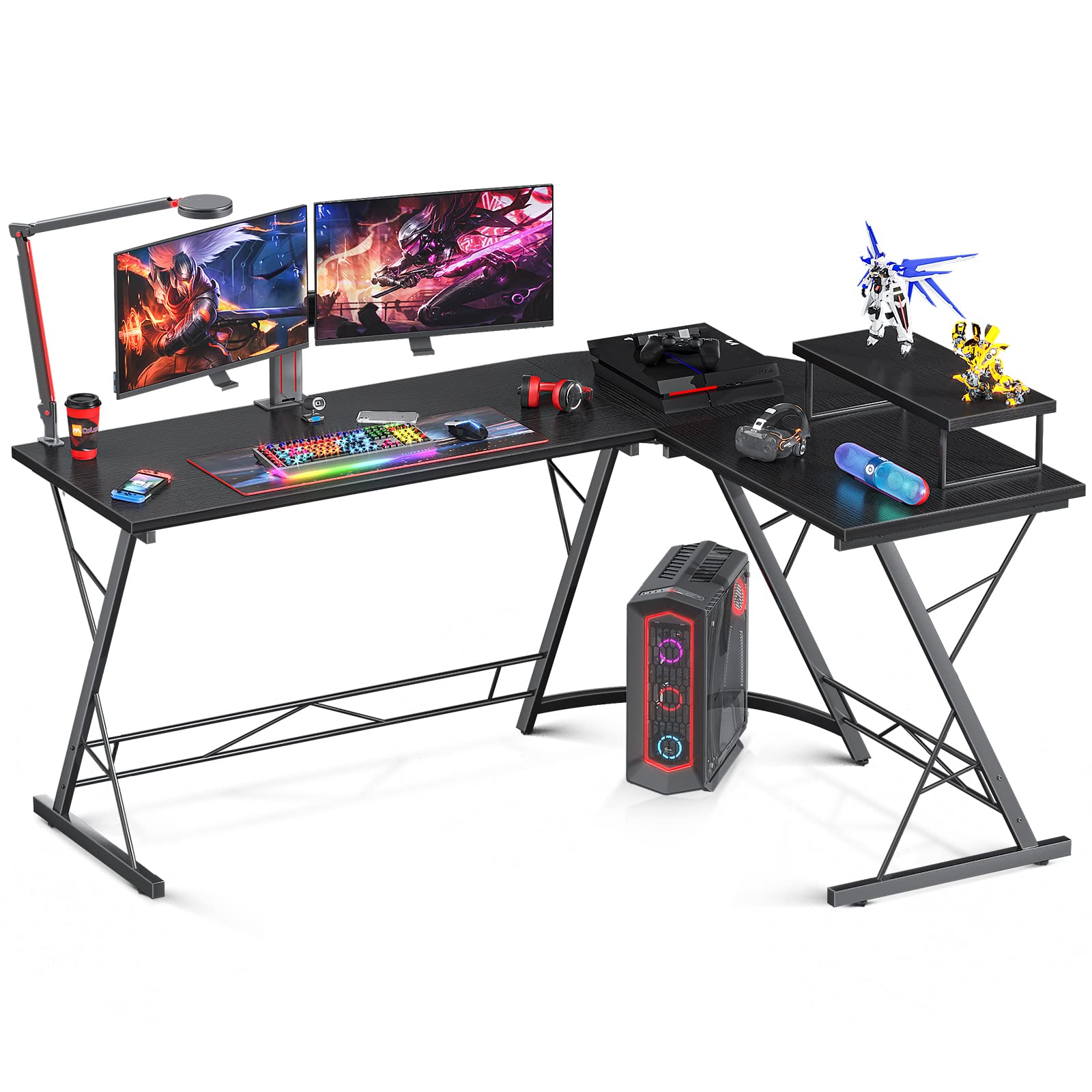 Coleshome 61" Super Large L Shaped Desk Gaming Desk, L Desk Computer