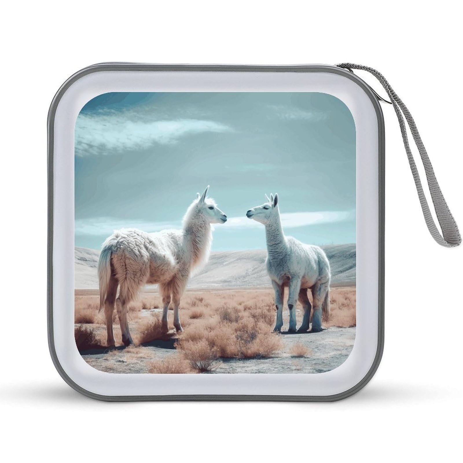 VstaDank Alpaca on The Grass CD Case with Hand Strap Lightweight DVD Wallet Holder 40 Capacity CD/DVD Case Wallet Protective CD Wallet CD/DVD Portable Storage Binder for Car Home Office