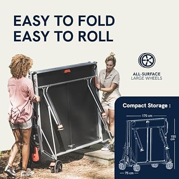 Cornilleau - 500X Performance Outdoor Table and Functional – 6mm Laminated Top – Foldable – Weatherproof – Durable – Black or Blue