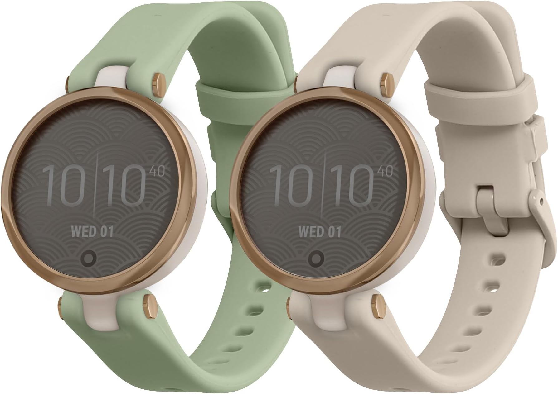 kwmobile Straps Compatible with Garmin Lily Sport Straps - 2x Replacement Silicone Watch Bands - Smartwatch or Fitness Tracker - Lavender/Beige