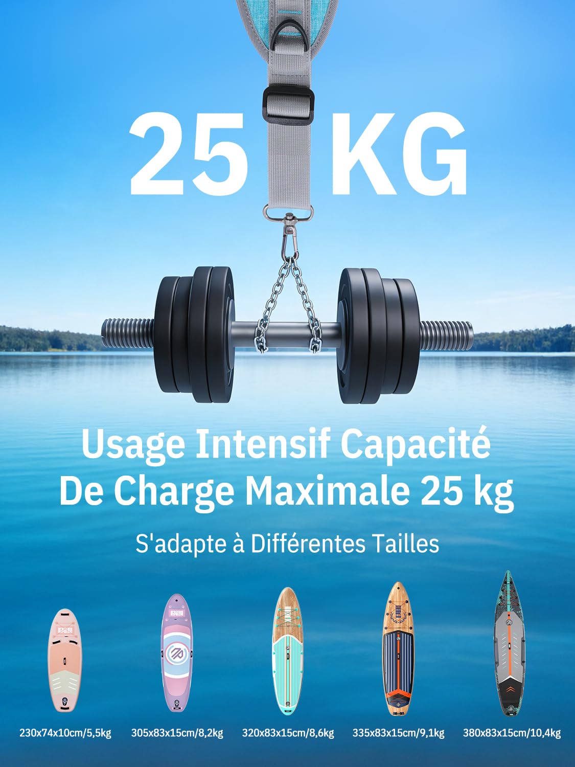 niphean Sangle Paddle, Accessoire Paddle pour Paddle Gonflable, SUP Sangle de Transport Réglable avec Sangle de Serrage pour Kayak, Paddle, Sangles de Planche de Surf avec Bandoulière Matelassée