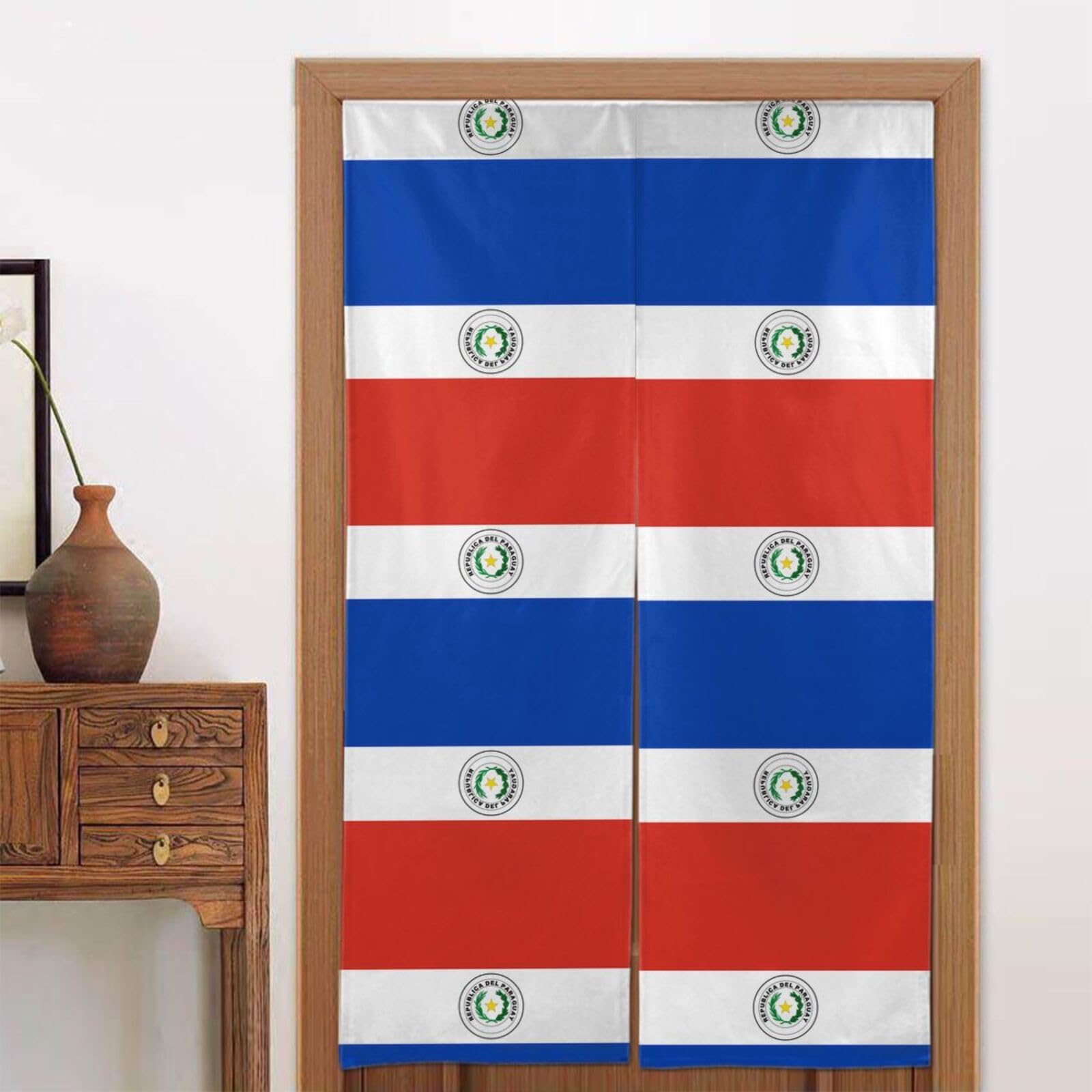 CNTDBU Flag of Paraguay Door Curtain 34x56 Inch-Room Divider Panel for Privacy, Entryway Screen for Kitchen Bedroom