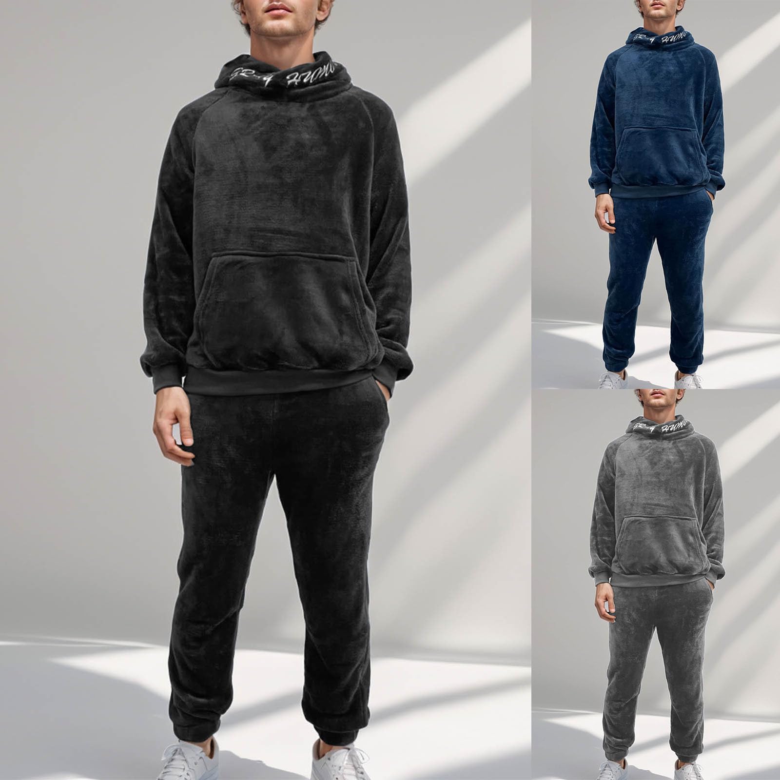 Frottee Schlafanzug Herren Flanell Warm Herrenschlafanzug Kuschelanzug Schlafanzug Winter Lang Kuschelschlafanzüge Langarm Flauschiger Für Männer Kuschelig Pyjama Hausanzug Oberteile Hosen