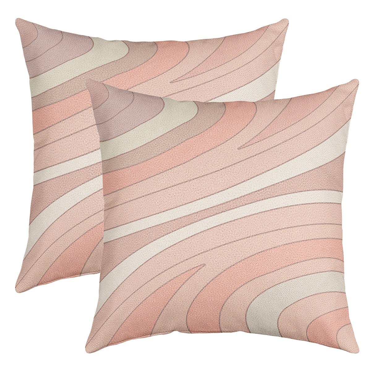 Housses de coussin à motifs géométriques roses aux finitions soignées pour lit