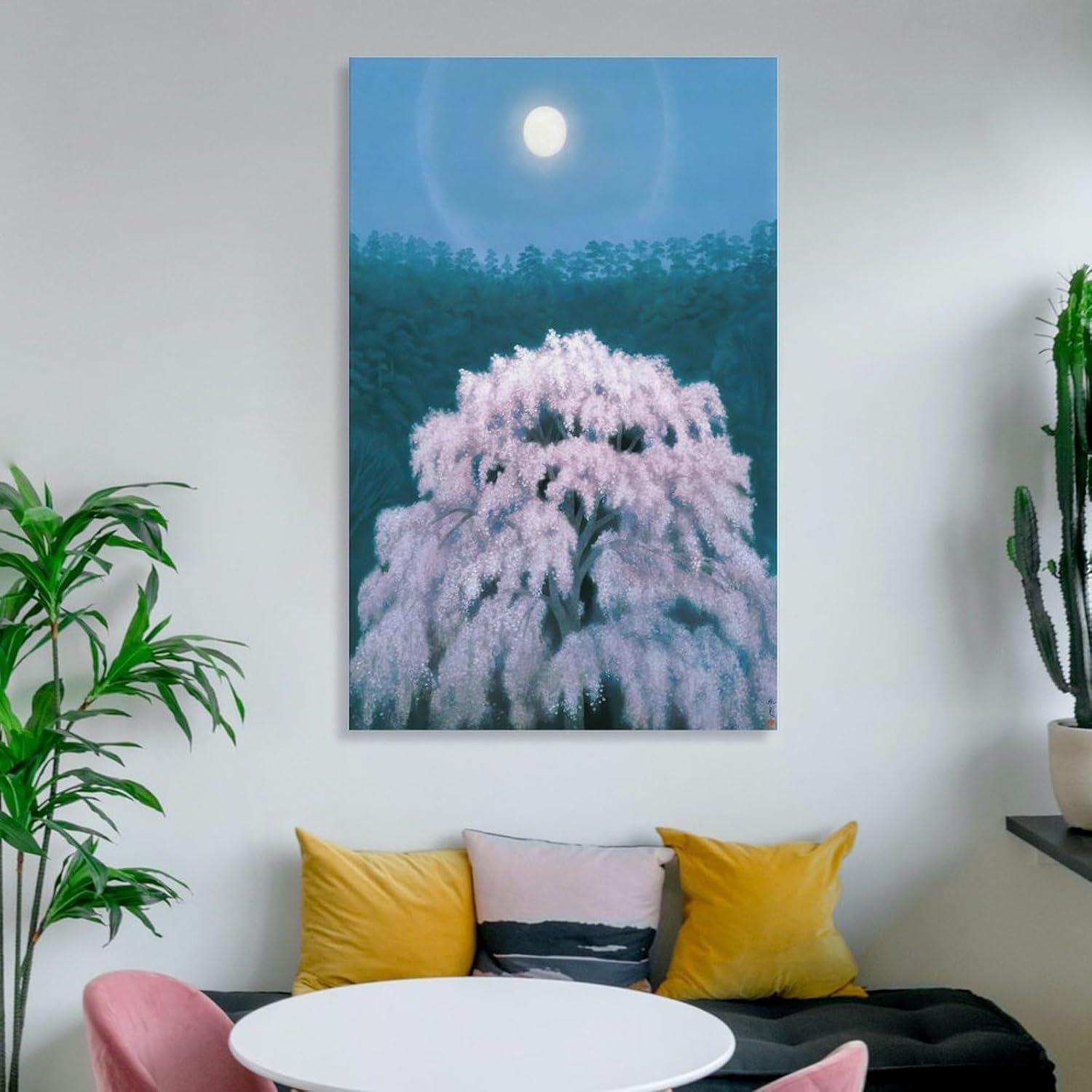 東山魁夷 風景画 花明 ポスター 印刷 ポスター キャンバス ウォールアート 画像 絵画 現代 芸術 壁の絵 【エキスプ】 け ソファの背景