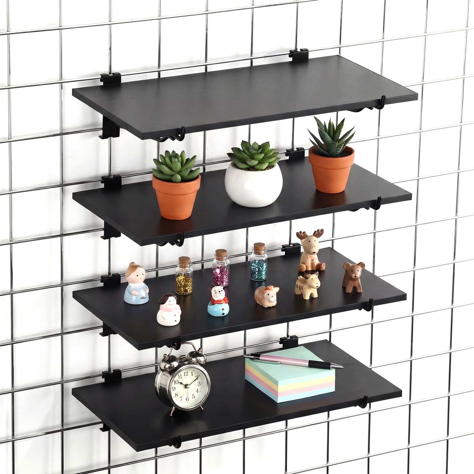 Photo 1 of BrightRow 4 Pack Grid Wall Shelf with Metal Brackets 16"x 8" Wooden Grid Wall Shelves Organizer Heavy Duty Accessories for Garage, Craft Rooms, Retail Stores, Office, Workbench and Retail