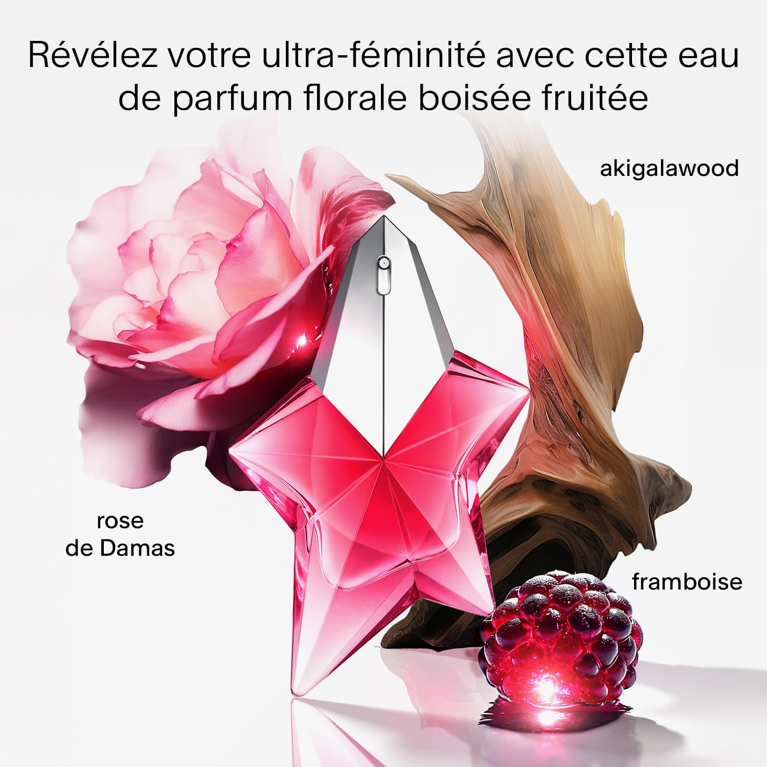 MUGLER ANGEL NOVA Eau de Parfum Rechargeable, Parfum pour Femme Fruité Floral Boisé, Parfum Féminin