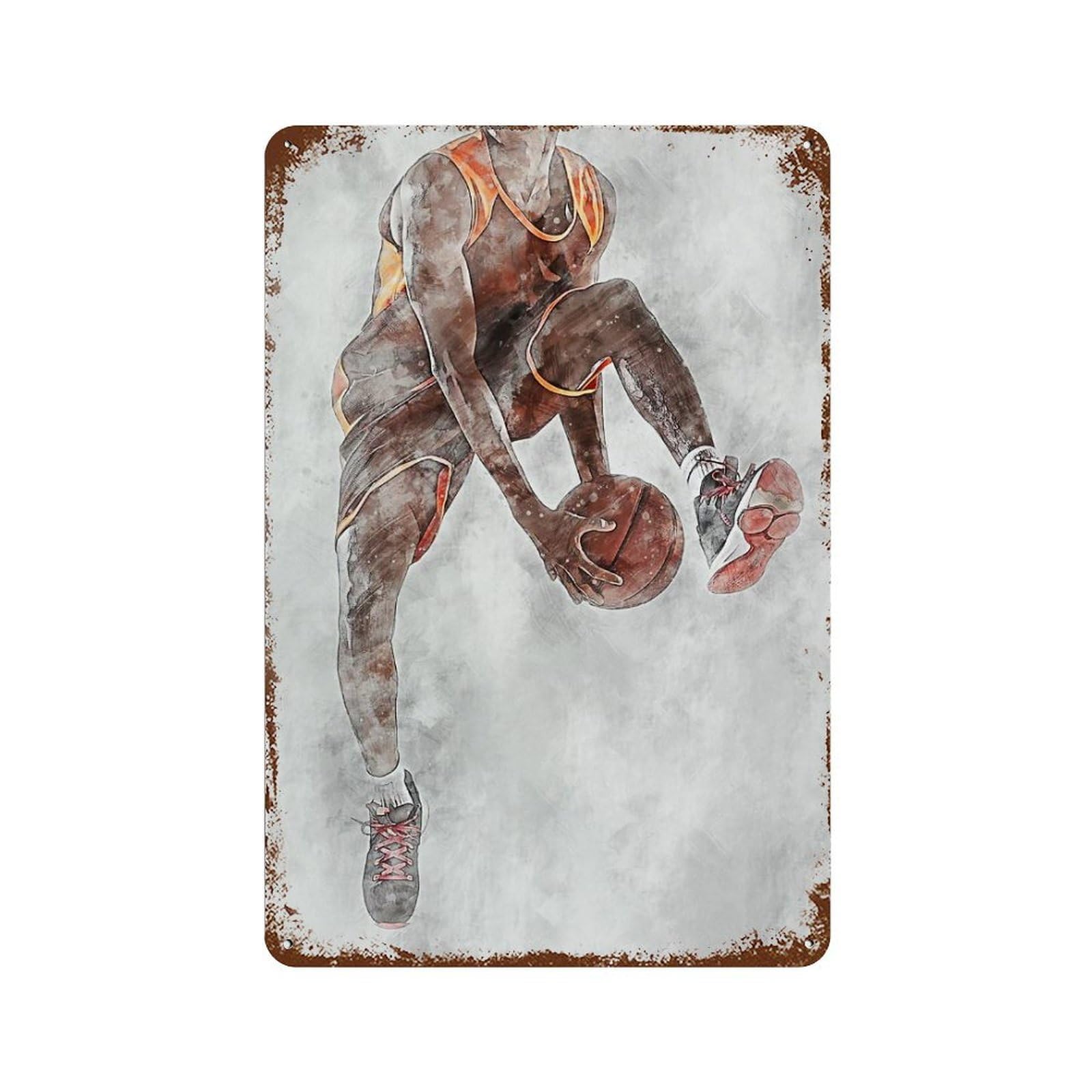 Basketball 4 Vintage Metal Tin Sign 11.8"x7.9", Rustic Home Decor for Garage, Bar And Workshop Decor