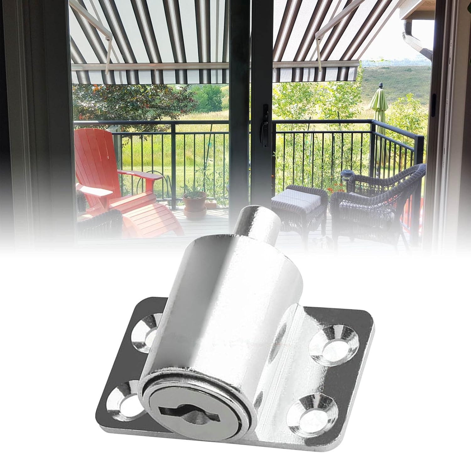 Sliding Door and Window Lock Sliding Patio Door Catches, Door Security Lock Anti Theft Alloy Paint Surface with Keys Window Bolt for Home Cabinets (Light Gray)