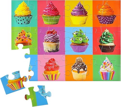 sunhigh Rompecabezas de demencia para ancianos, rompecabezas de 30 piezas de cupcakes, productos de Alzheimer y actividades para personas mayores