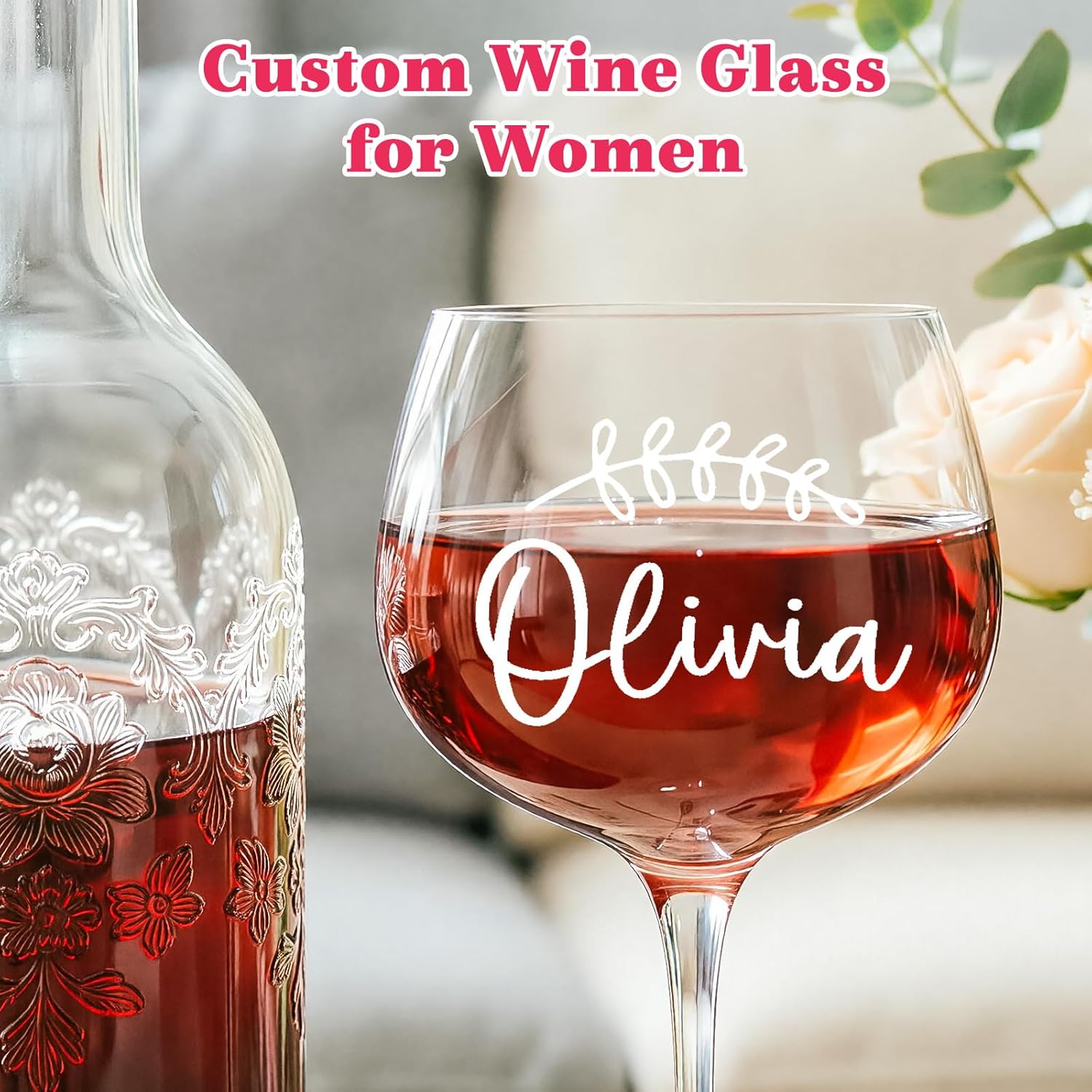 Personalized Wine Glass Gifts Set, Custom Initial A-Z Wine Glass, 16oz Stemless Wine Glass, with Gift Box & Greeting Card, Bridesmaid Gifts, Wedding Engagement Bridal Shower Gifts