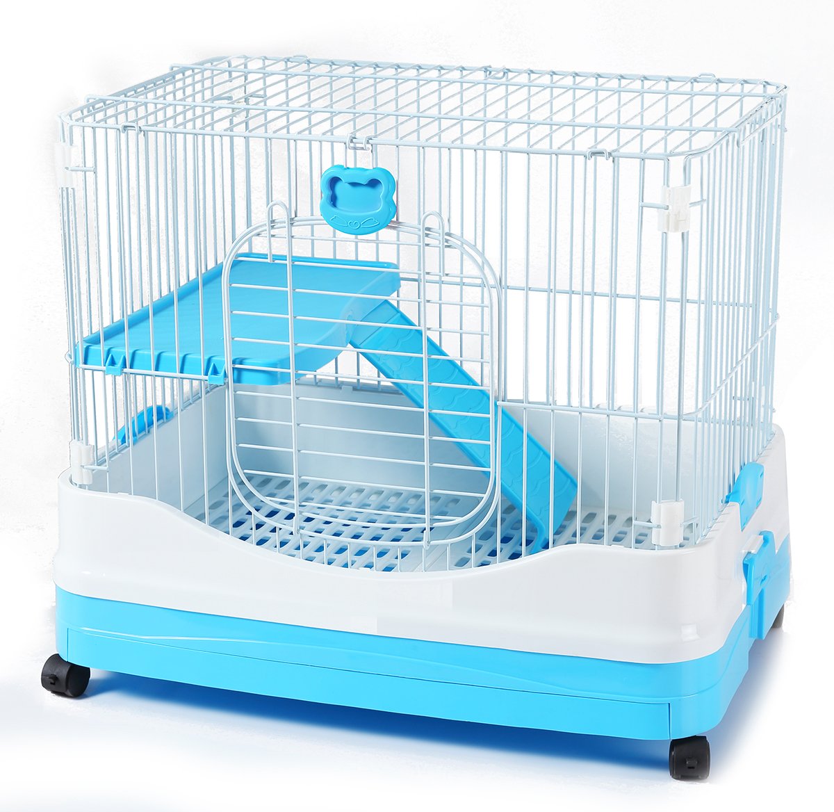 BPS Jaula para Visón Hurón Conejo Gato Roedores Pequeños Mascotas Tamaño M/L (M 57 x 67 x 48 cm, Azul) BPS-1367AZ