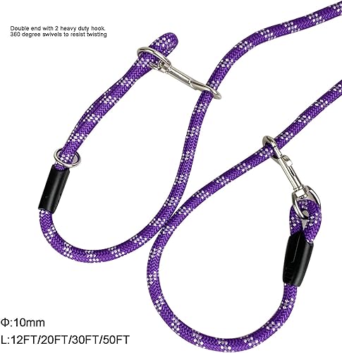 Miniatura 10 de Codepets Correa de cuerda larga para perro para entrenamiento de perros, de 12, 20, 30, 50 pies, correas reflectantes para perro, correas de control