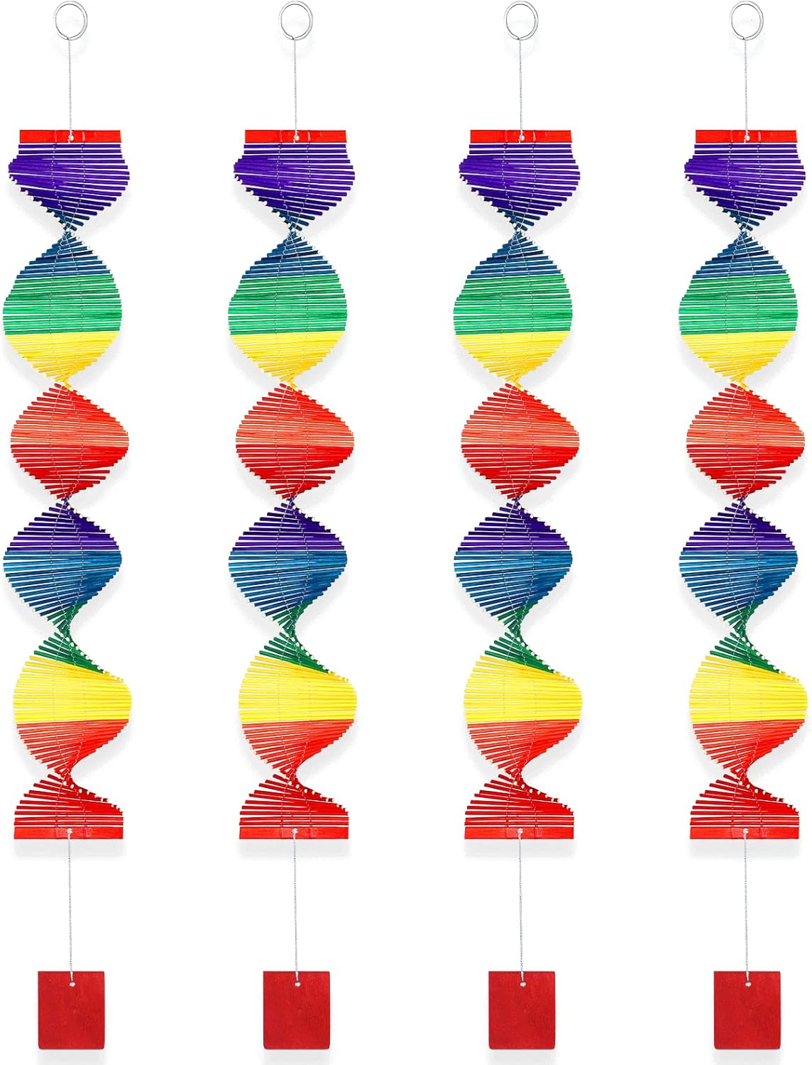 4Pcs Rainbow Wooden Helix Wind Spinner for Yard