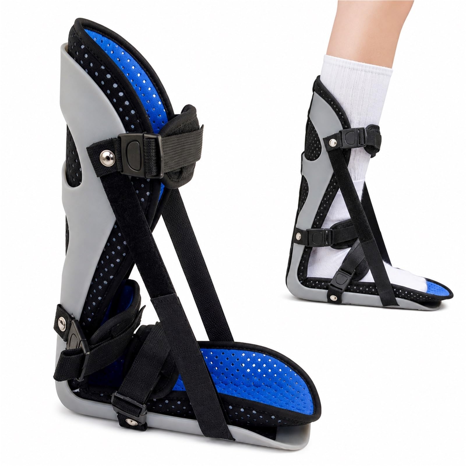 Nachtschiene Plantarfasziitis Fußheber Schiene Verstellbare Fußstütze Schlafen Achillessehne Wadendehnung Fersensporn Linderung Orthese für Herren Damen(L)
